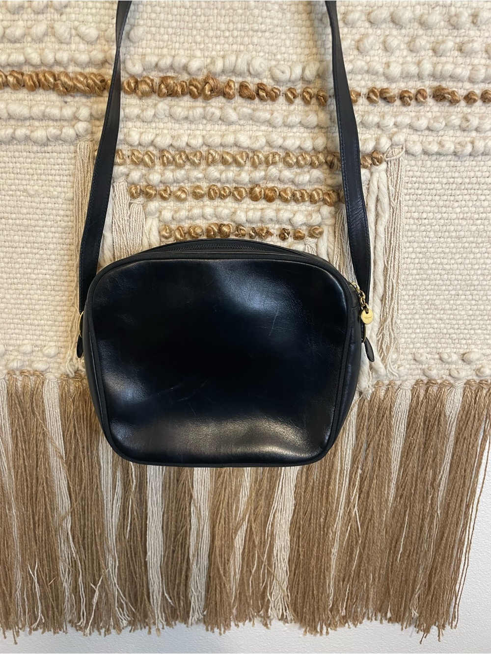 Vintage Salvatore Ferragamo Black Crossbody Bag with Gold Logo Accent - Picture 10 of 10
